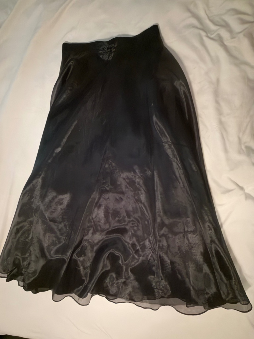JS Collections Black Organza Floor-length Skirt